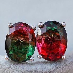 925 Silver Watermelon Tourmaline Oval Cut E…